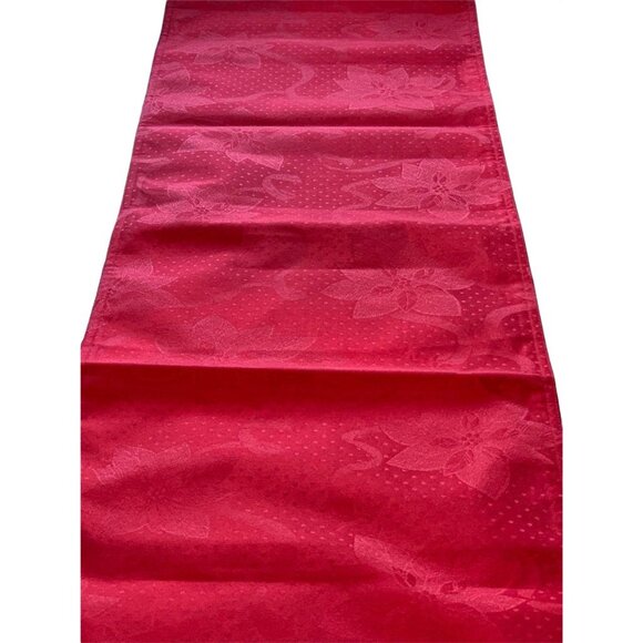 Red Poinsettia Table Runner 13" X 72" Christmas Holiday Dining Family Mainstays - Picture 1 of 9